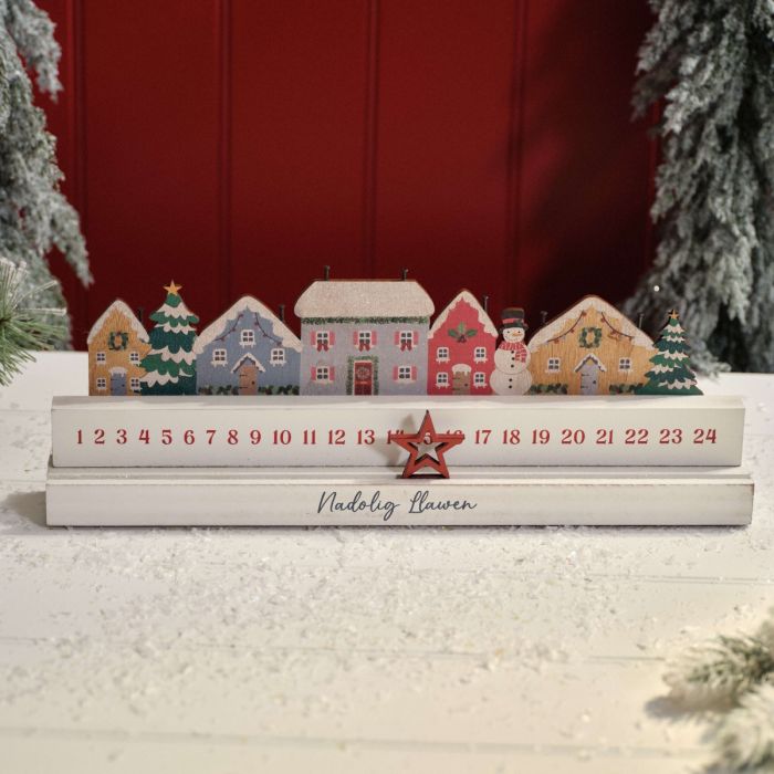 Wooden Christmas Block Countdown Calendar with Star Marker