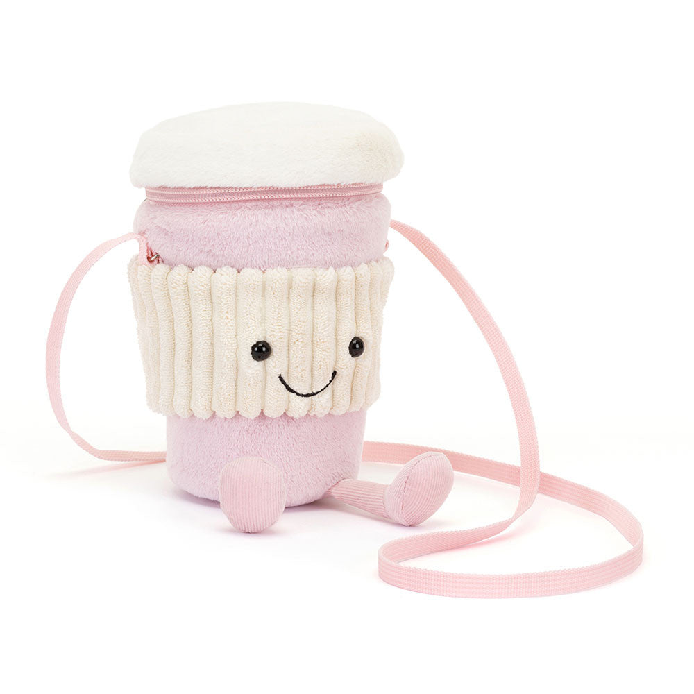 新品　ジェリーキャット　コーヒー ショルダー バッグ　ポシェット　ポーチ　ピンク Amuseable Coffee To Go Pink Bag By Jellycat – Little Welsh Company