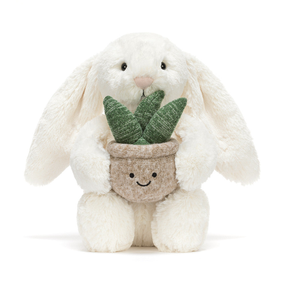 Cream Bunny with Plant By Jellycat