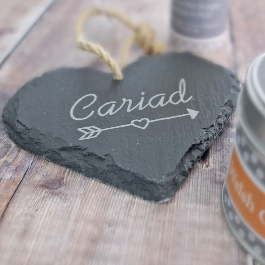Cariad Heart Hanging Medium By Slate House