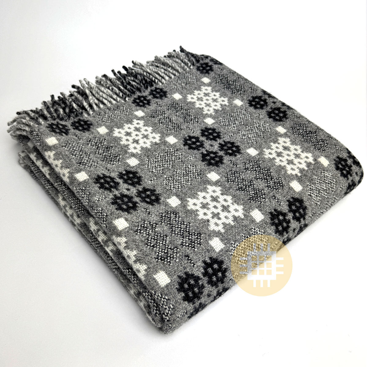 Charcoal Grey Tapestry Welsh Woollen Blanket By Rock Mill