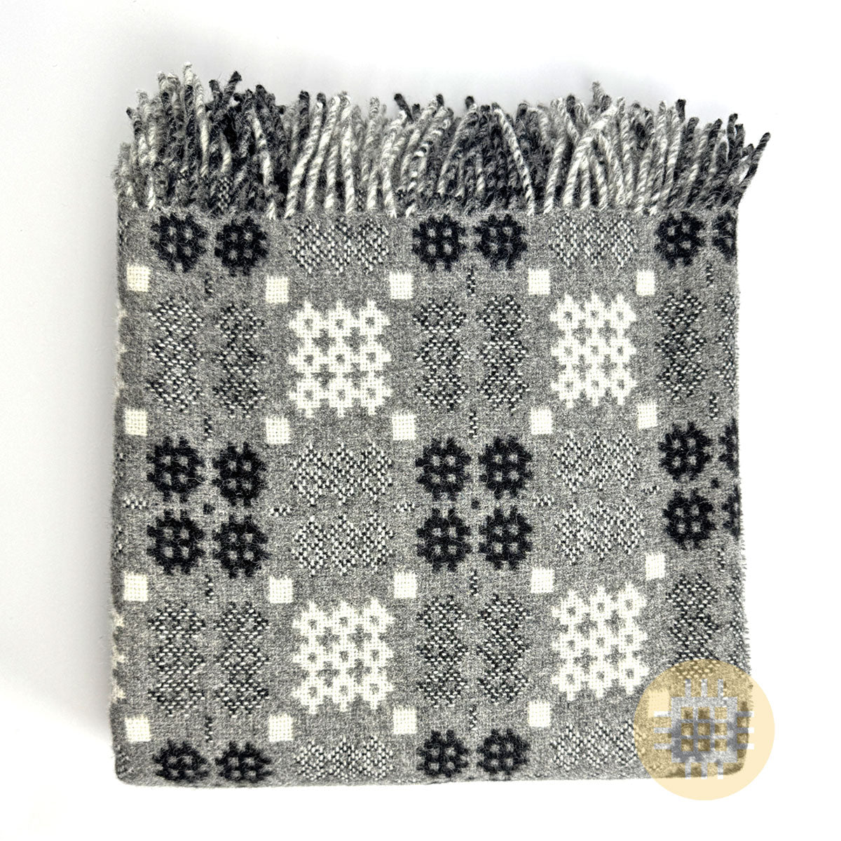 Charcoal Grey Tapestry Welsh Woollen Blanket By Rock Mill