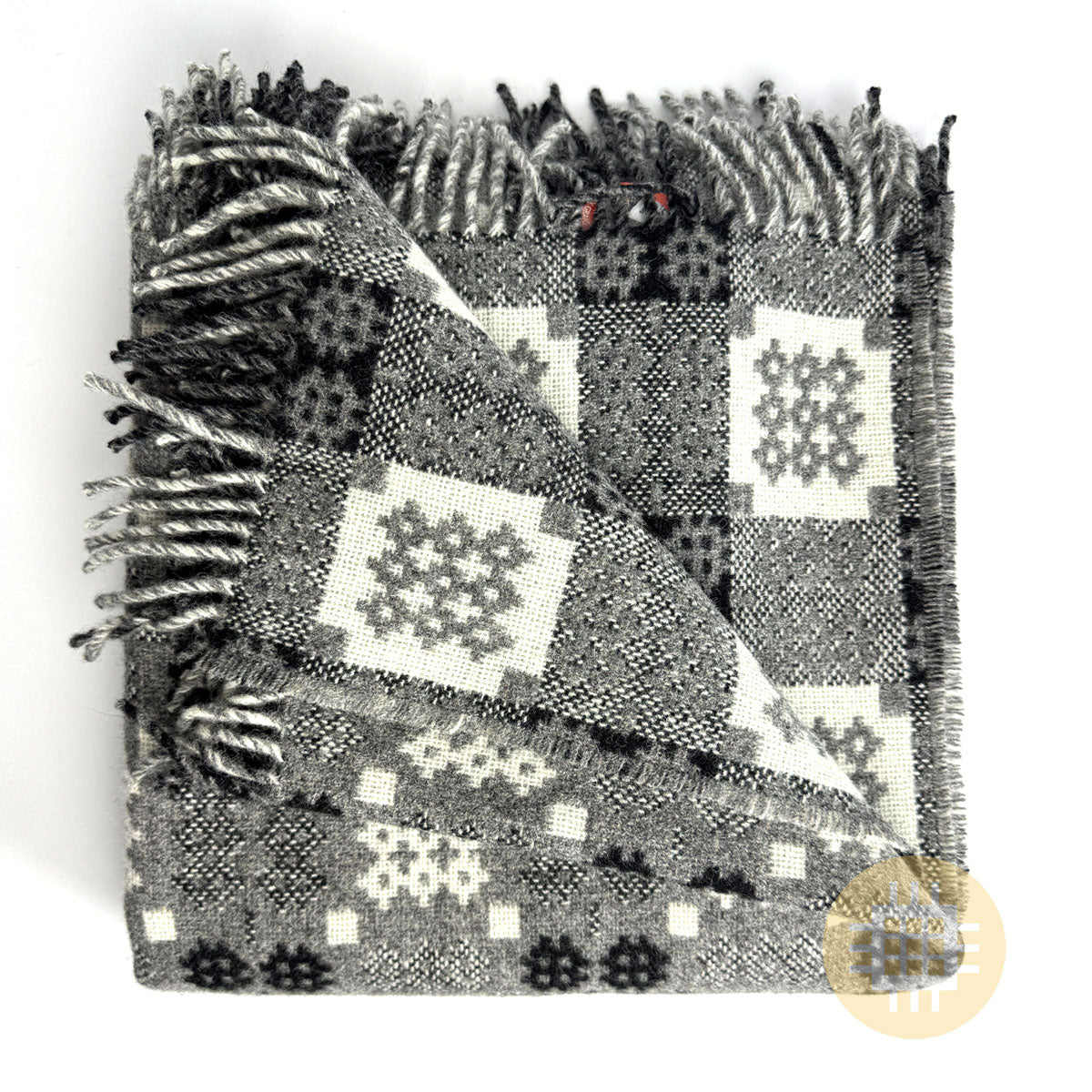Charcoal Grey Tapestry Welsh Woollen Blanket By Rock Mill