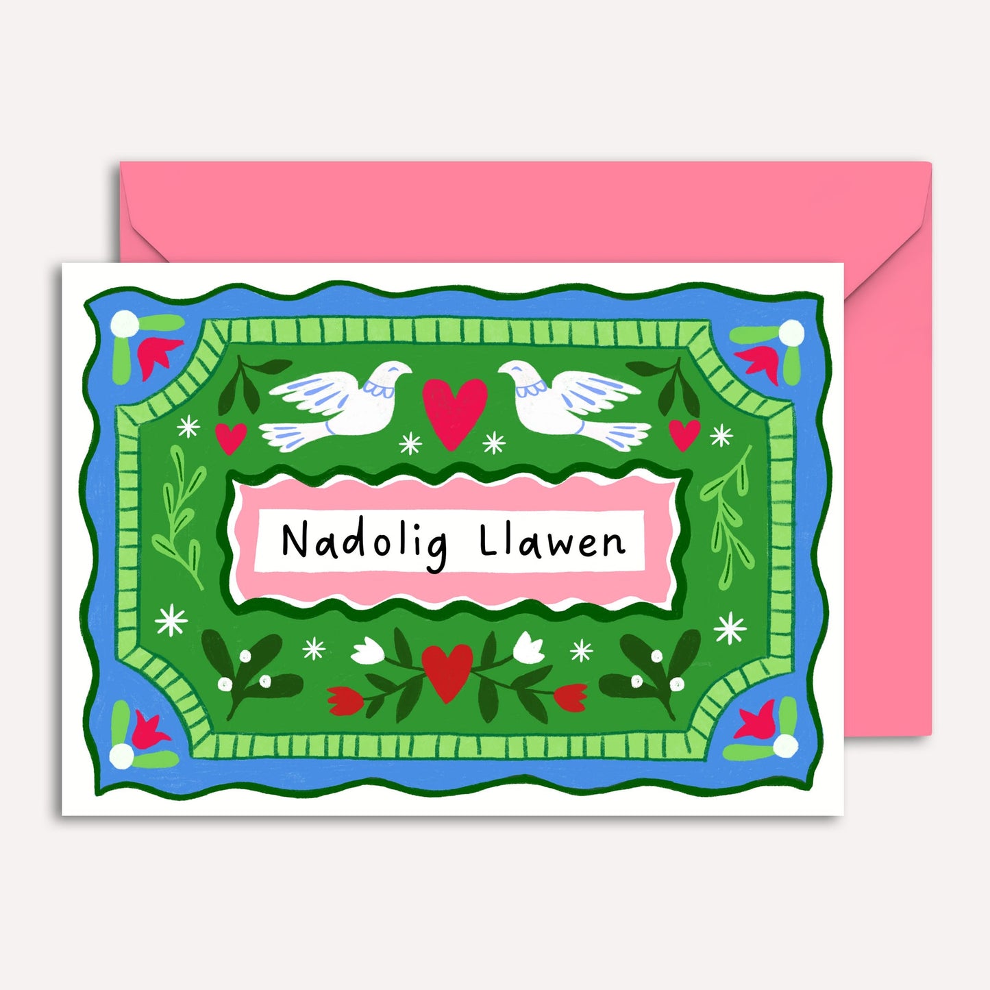 Nadolig Llawen Vintage Dove Card