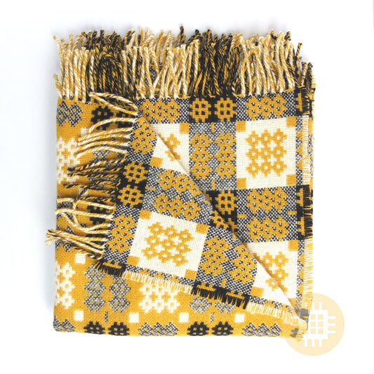 Gold Tapestry Welsh Woollen Blanket By Rock Mill