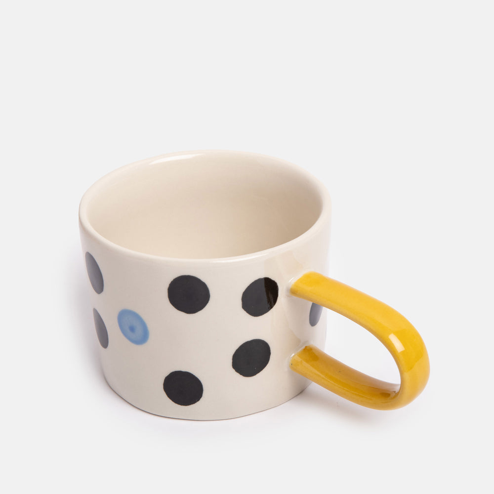 Blue Accent Dotty Ceramic Mug