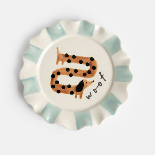 Woof Sausage Dog Ceramic Plate