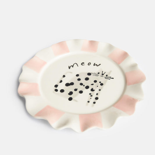 Meow Dotty Cat Ceramic Plate