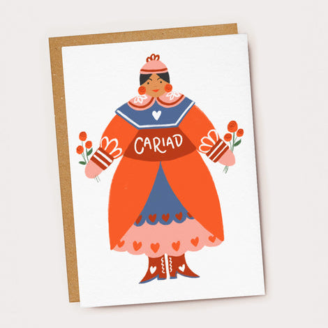 Cariad Welsh Lady Card