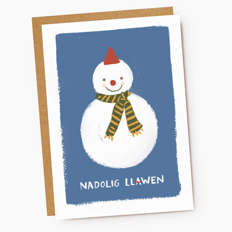 Nadolig Llawen Snowman Card
