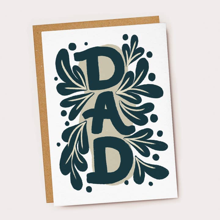 Blue Floral Dad Card