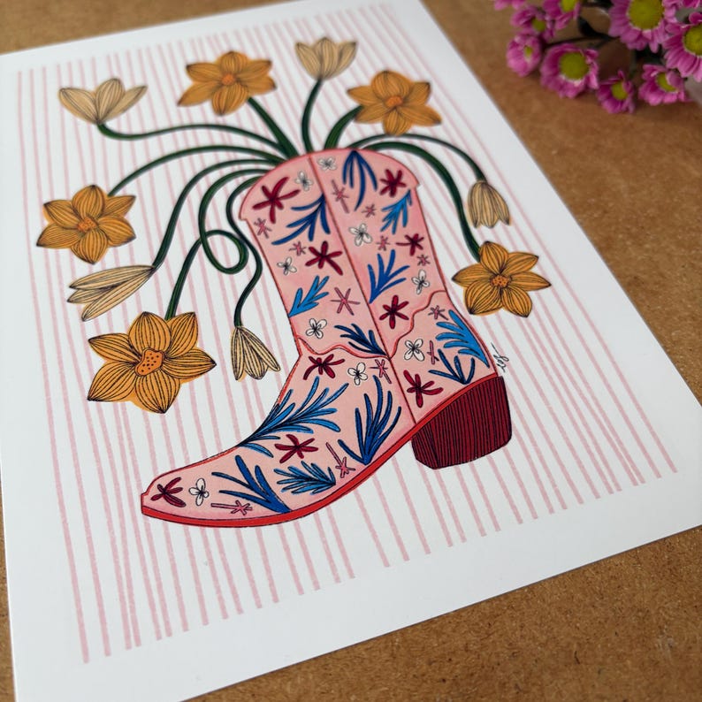 Cowboy Boot Print A4