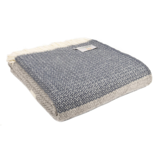 Grey/Blue Slate Illusion Panel Throw by Tweedmill