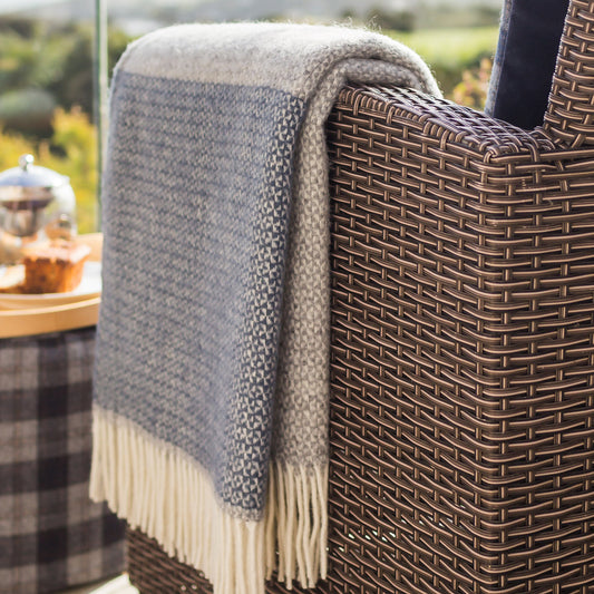 Grey/Blue Slate Illusion Panel Throw by Tweedmill