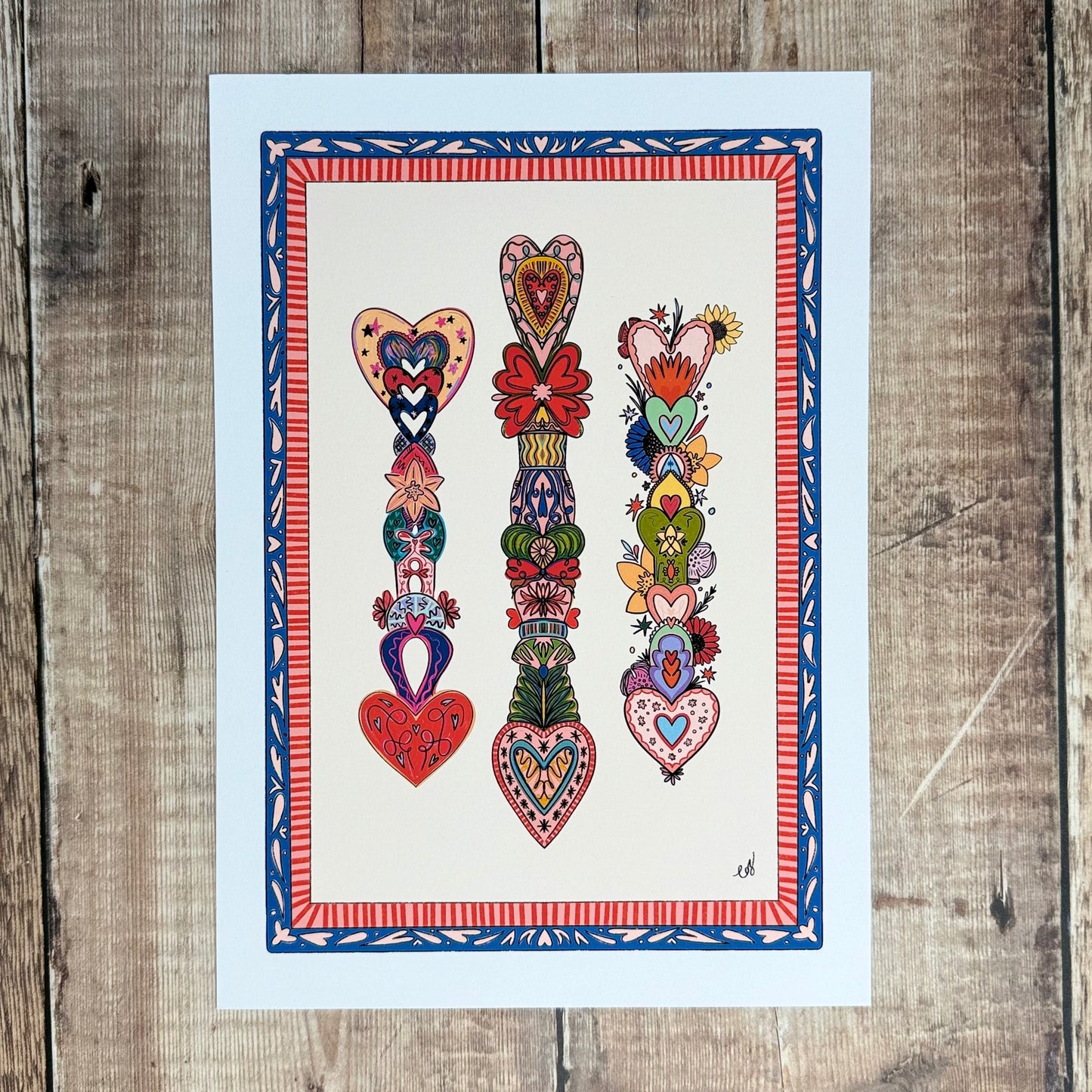 Trio Of Lovespoons Print A4