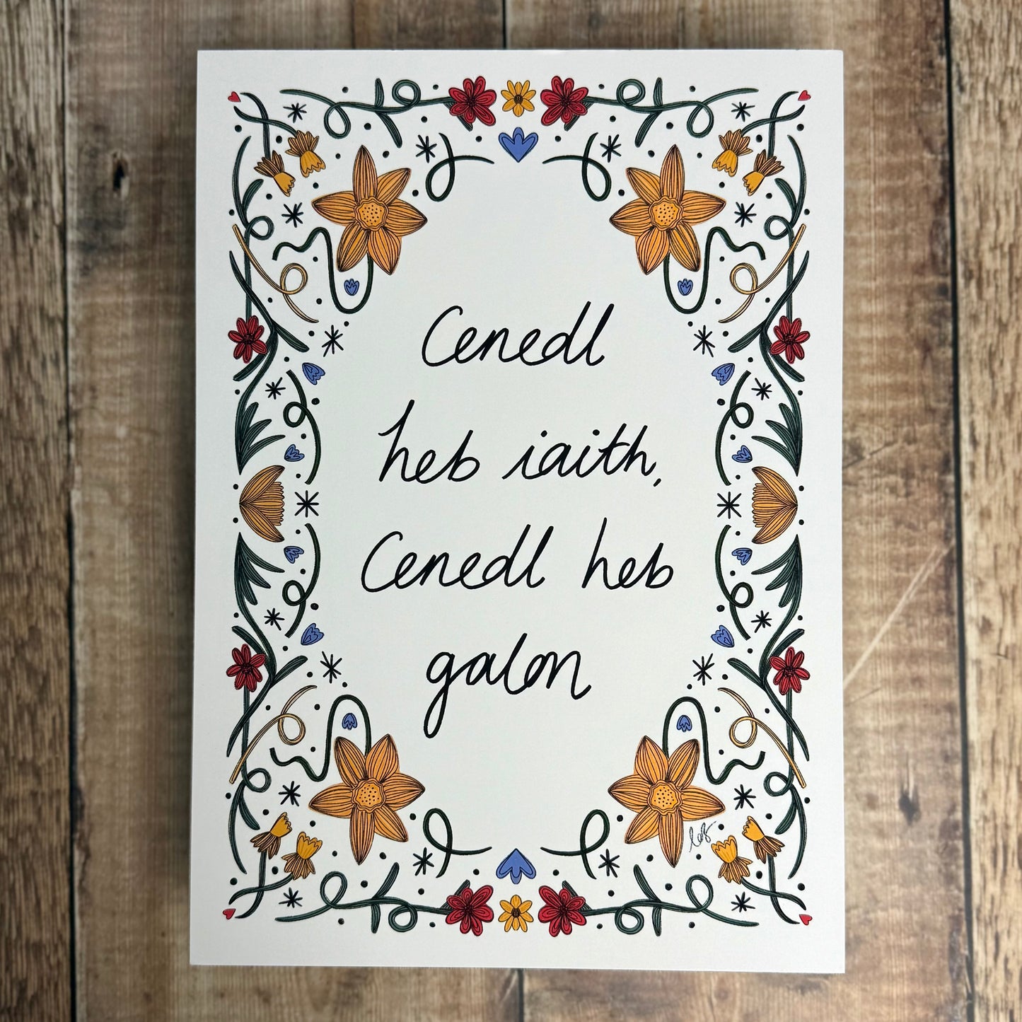 Cenedl Heb Iaith Floral Welsh Print
