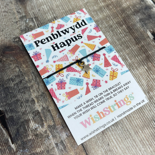 Penblwydd Hapus Keepsake String Bracelet