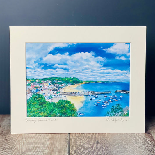 'Sunny Saundersfoot' Welsh Art Print