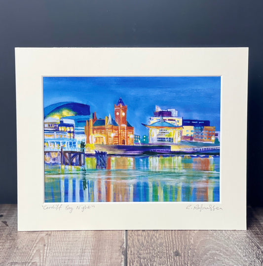 'Cardiff Bay Night' Welsh Art Welsh Art Print