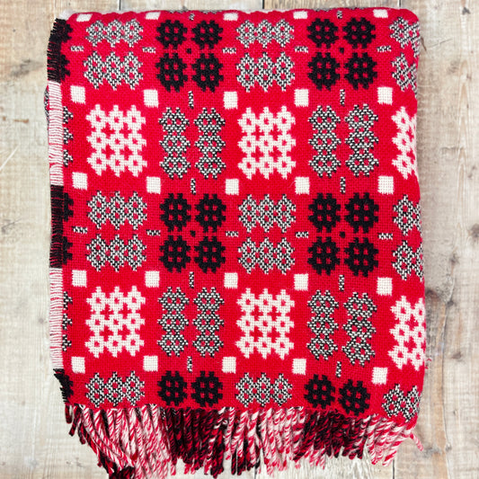 Red Tapestry Welsh Woollen Blanket By Rock Mill