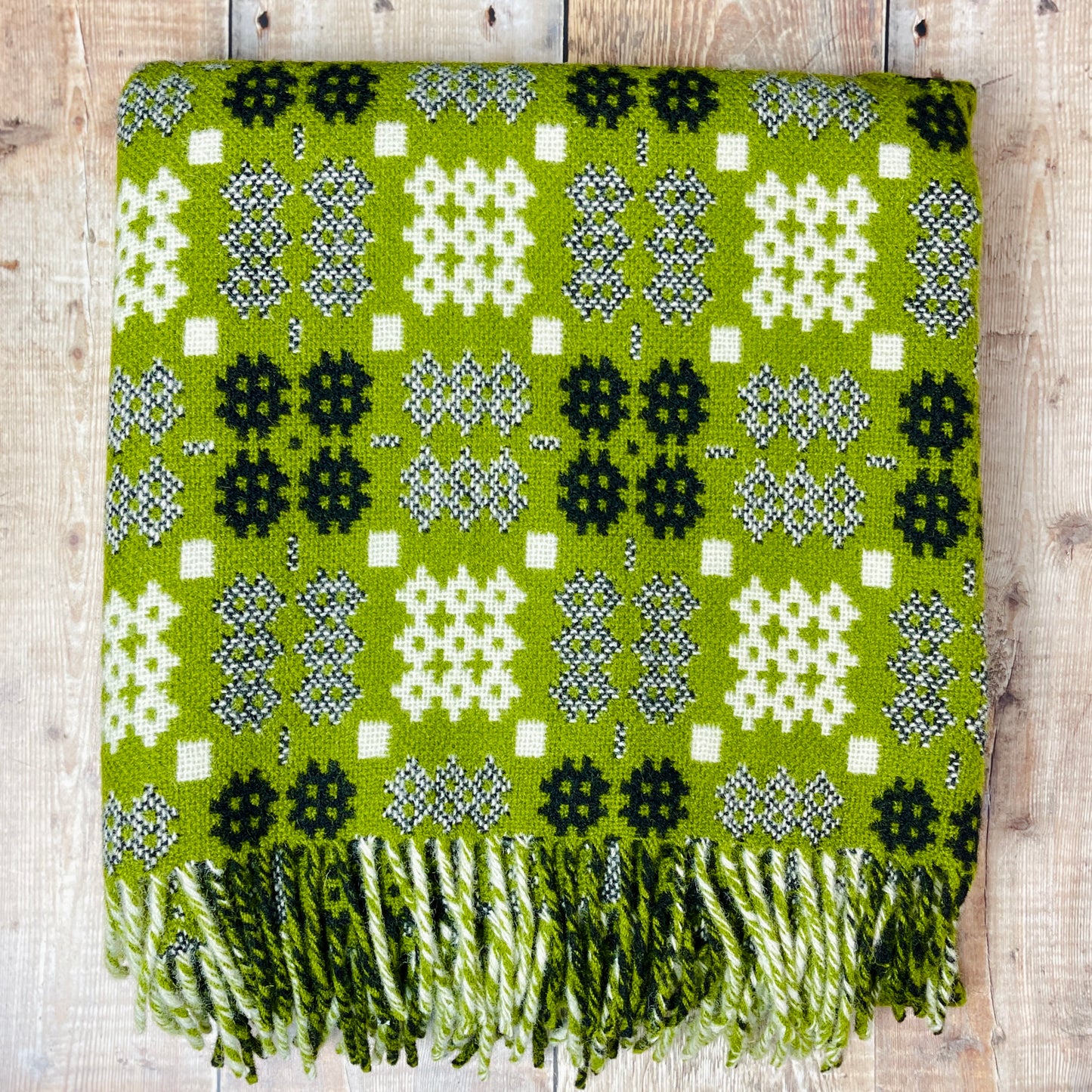 Green Tapestry Welsh Woollen Blanket By Rock Mill