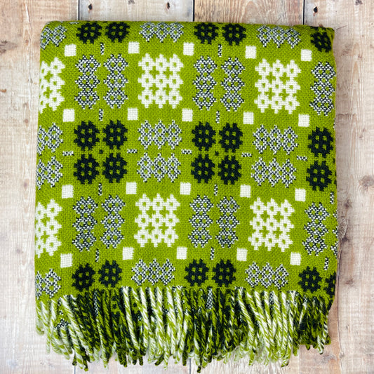 Green Tapestry Welsh Woollen Blanket By Rock Mill