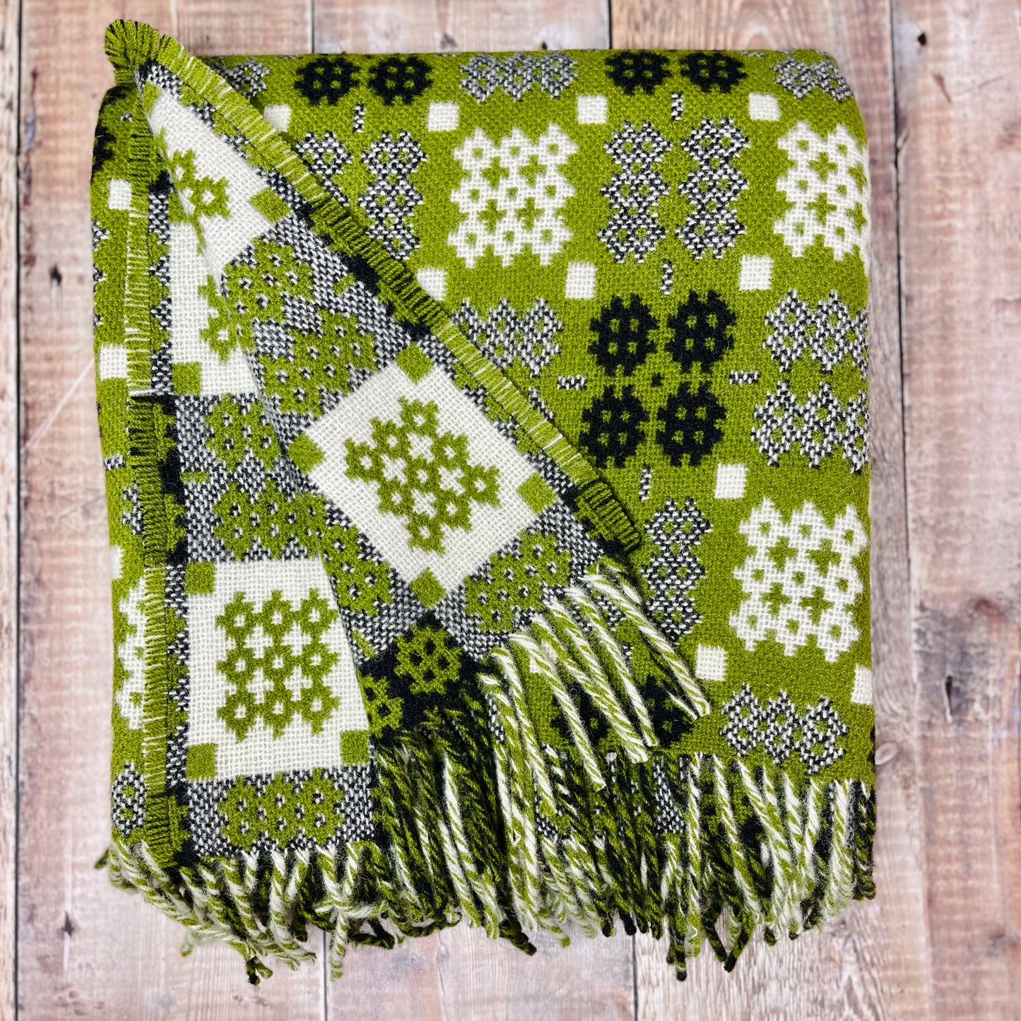 Green Tapestry Welsh Woollen Blanket By Rock Mill