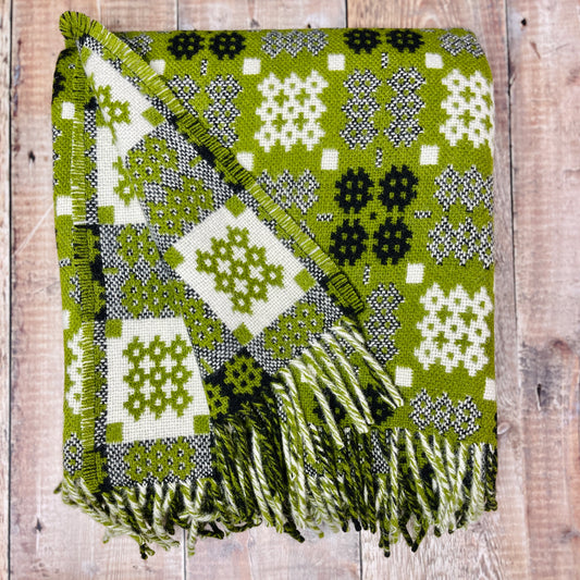 Green Tapestry Welsh Woollen Blanket By Rock Mill