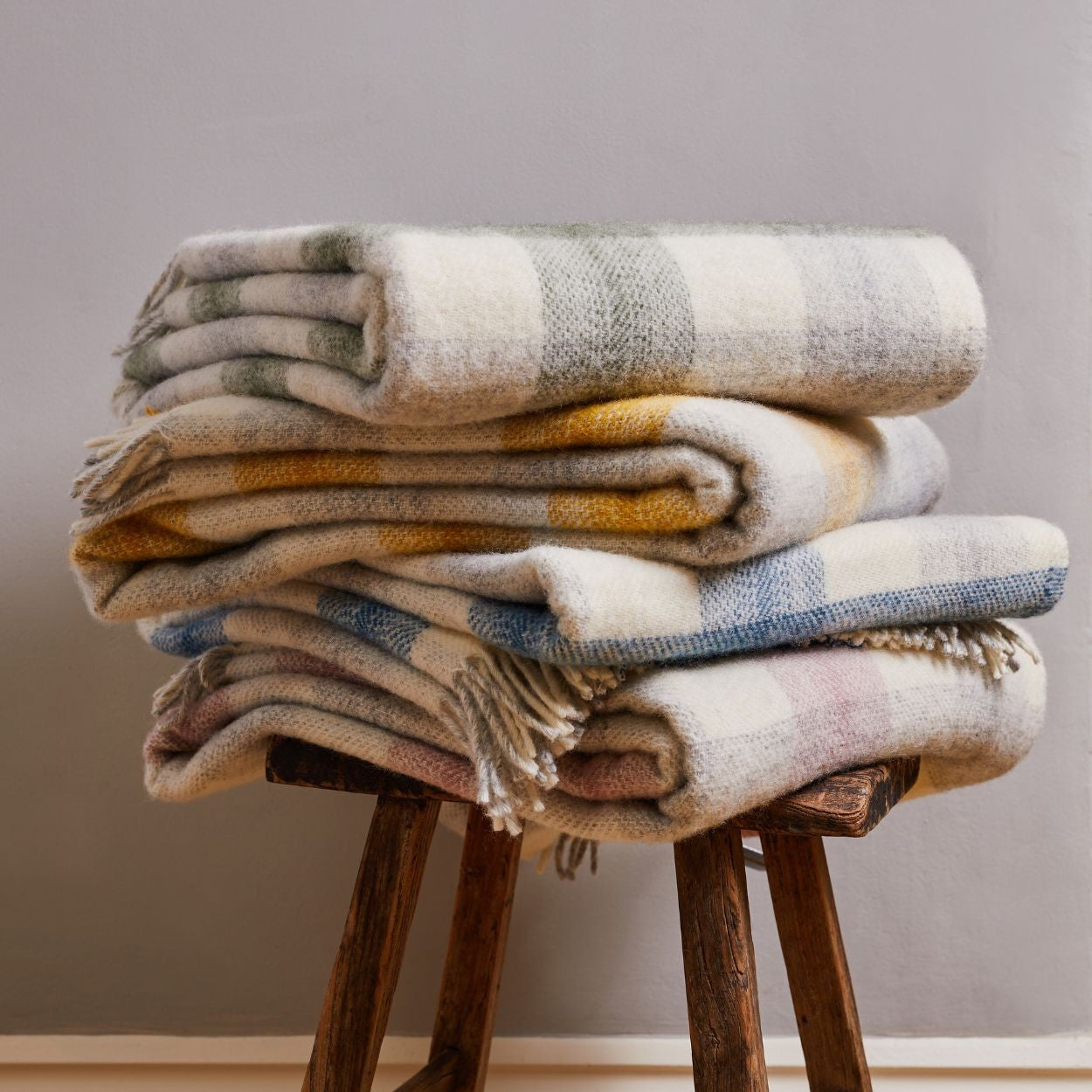 Olive Meadow Check Throw By Tweedmill