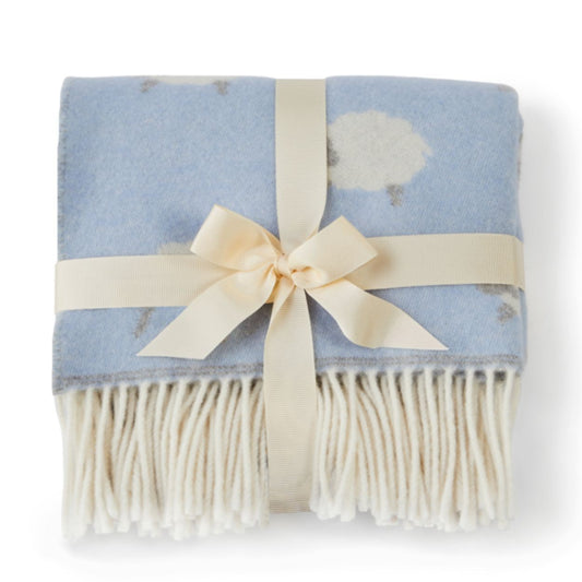 Merino Blue Sheep Baby Blanket by Tweedmill
