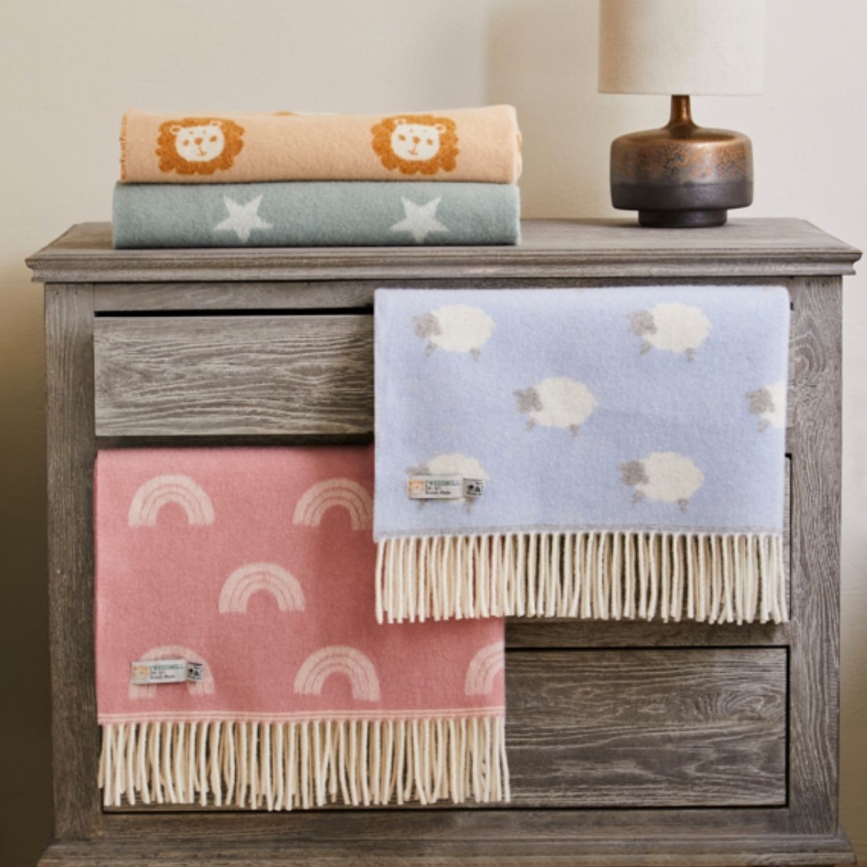 Merino Pink Rainbow Baby Blanket by Tweedmill