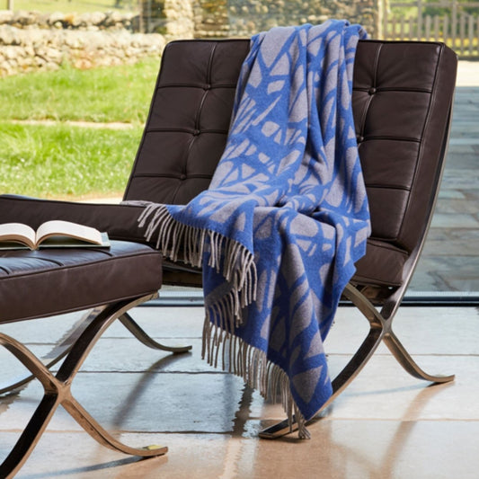 Blue Mosaic Merino Throw by Tweedmill