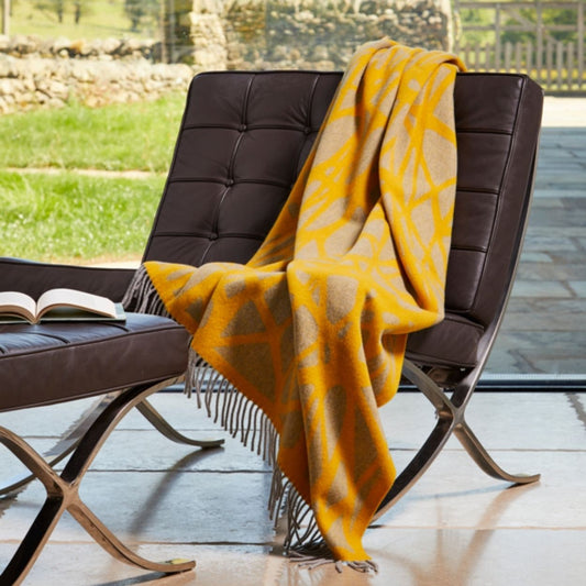 Yellow Mosaic Merino Throw by Tweedmill