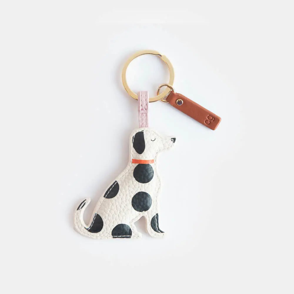Mono Scattered Dot Dog Keyring
