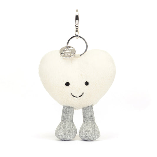 Amuseables Cream Heart Bag Charm by Jellycat