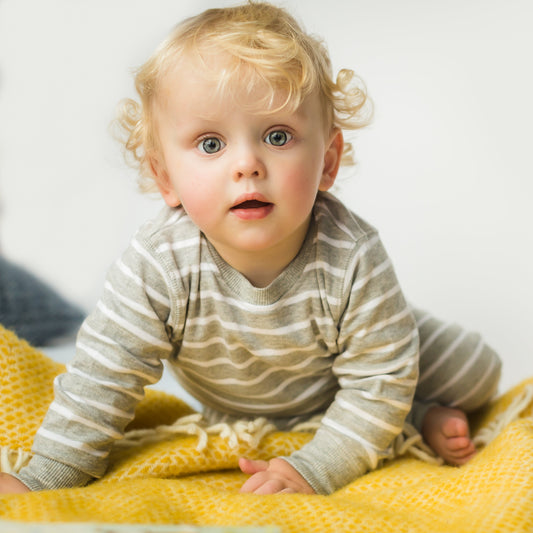 Yellow Beehive Baby Pram Blanket by Tweedmill
