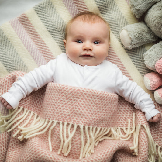 Pink Beehive Baby Pram Blanket by Tweedmill