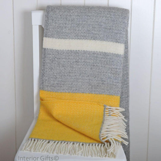 Yellow Panel Welsh Blanket by Tweedmill
