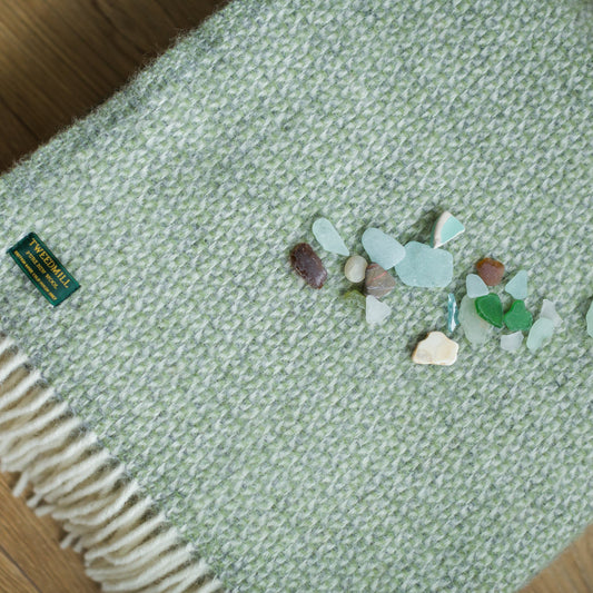 Green/Grey Illusion Welsh Blanket by Tweedmill