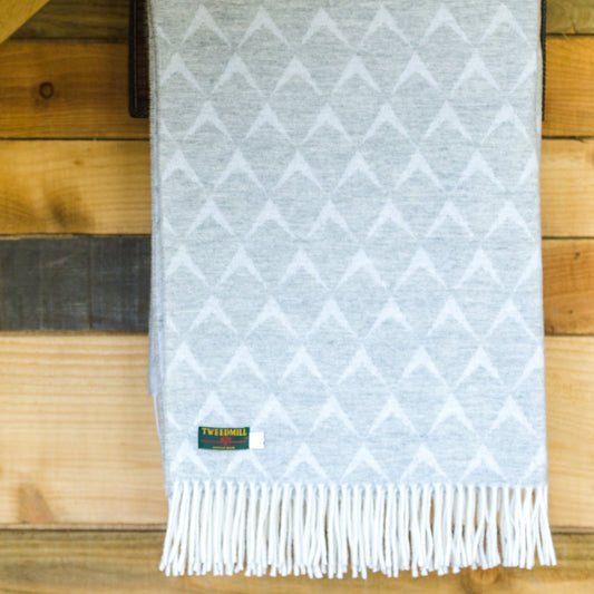Grey Merino Nebo Coastal Welsh Blanket by Tweedmill