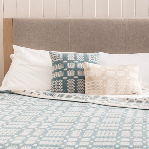 River Blue Square Lambswool Welsh Cushion