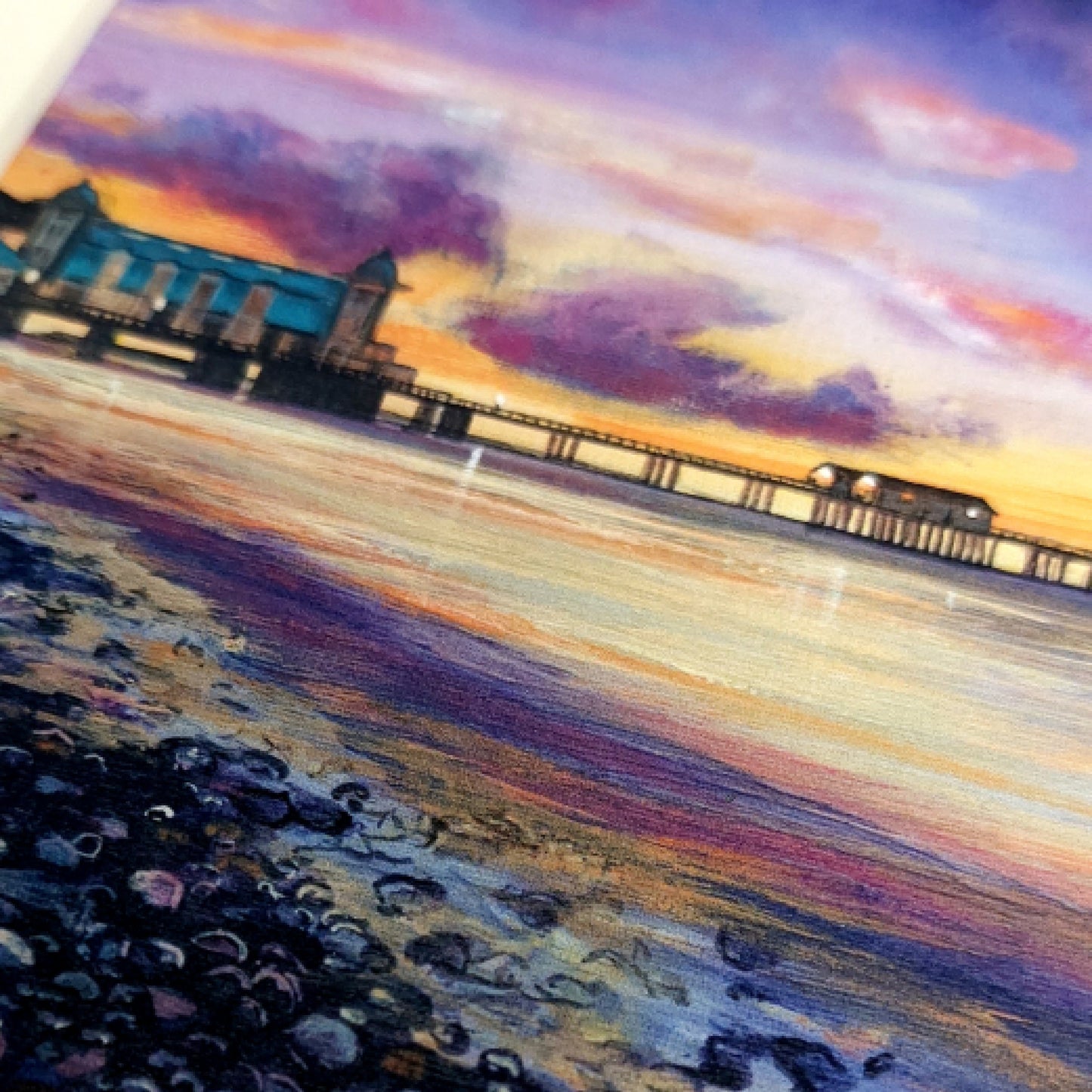 Purple 'Penarth Pebbles' Welsh Art Print