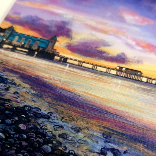 Purple 'Penarth Pebbles' Welsh Art Print