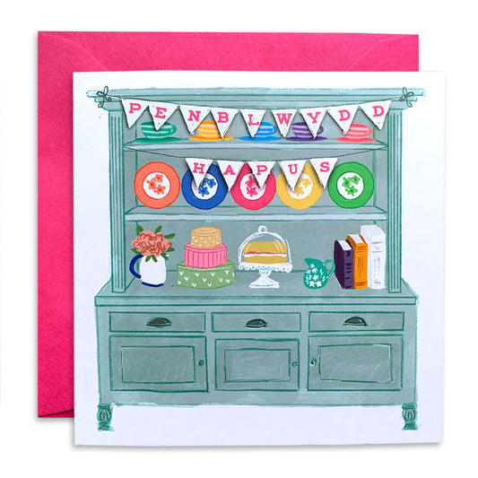 Penblwydd Hapus Welsh Dresser Card