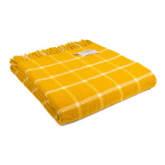 Yellow Chequered Throw By Tweedmill