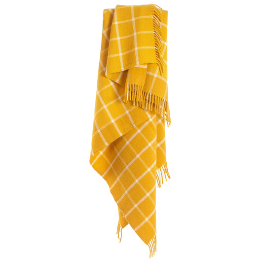 Yellow Chequered Throw By Tweedmill