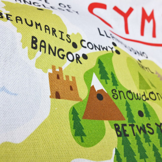 Wales Map Tea Towel