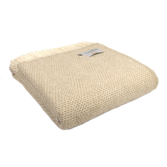 Oatmeal Beehive Welsh Blanket by Tweedmill