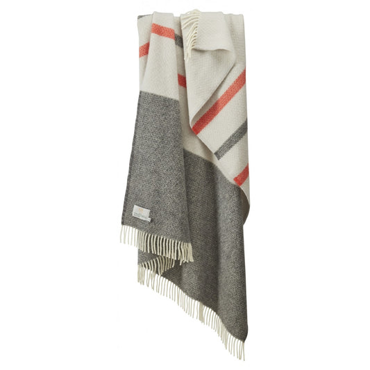 Brecon Slate and Flamingo Welsh Blanket by Tweedmill