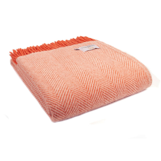 Flamingo and Pearl Herringbone Throw By Tweedmill